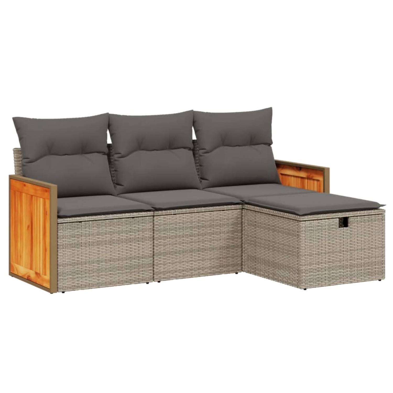 vidaXL 4-Tlg Garten-Sofagarnitur mit Kissen Grau Poly Rattan 3265708 günstig online kaufen