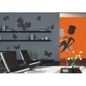 Wandtattoo Schmetterlinge in Schwarz, 65x85 cm, dekorative Wandgestaltung.