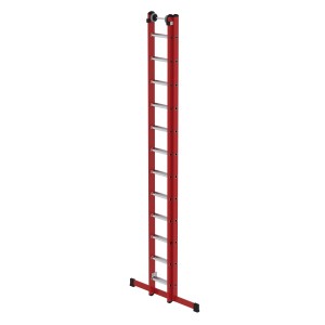 PROREGAL Sprossen-Schiebeleiter, 2-teilig, GFK/Alu, 2x12 Sprossen mit Traverse für sicheren Stand.