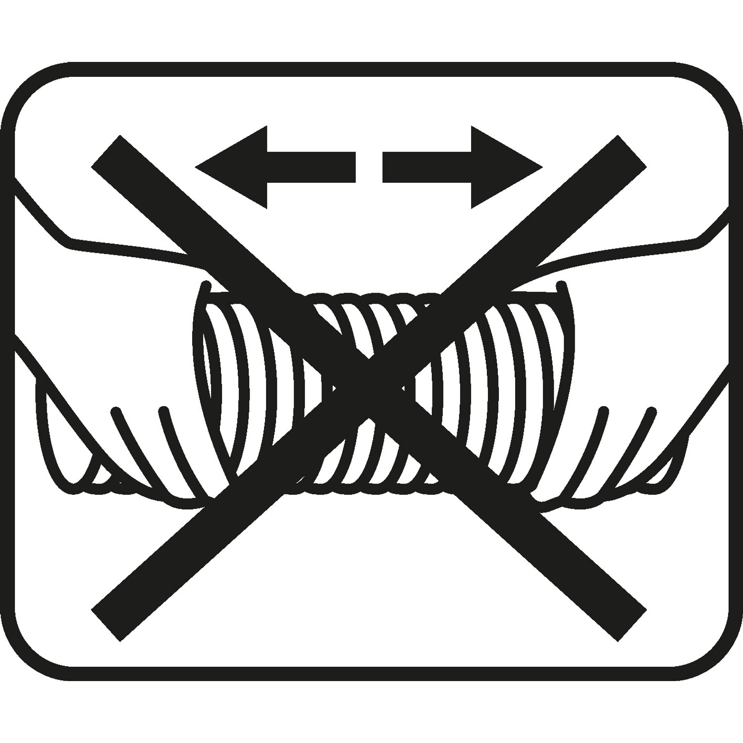 Symbol: ALU-Flexrohr vorsichtig auseinanderziehen, um Beschädigungen zu vermeiden.