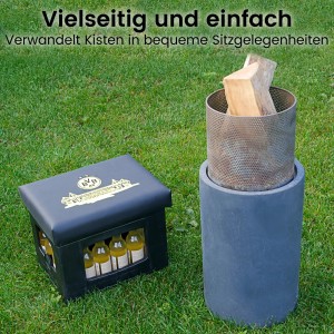 BVB Bierkastensitz aus Kunstleder auf Bierkiste, ideal für Garten oder Partykeller.