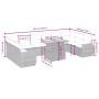 Graue 11-tlg. vidaXL Garten-Sofagarnitur aus Polyrattan mit Tisch und Kissen.