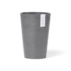 Ecopots Vase Pisa, 17,5 cm, grau. Dekorative Blumenvase für Innen und Außen.