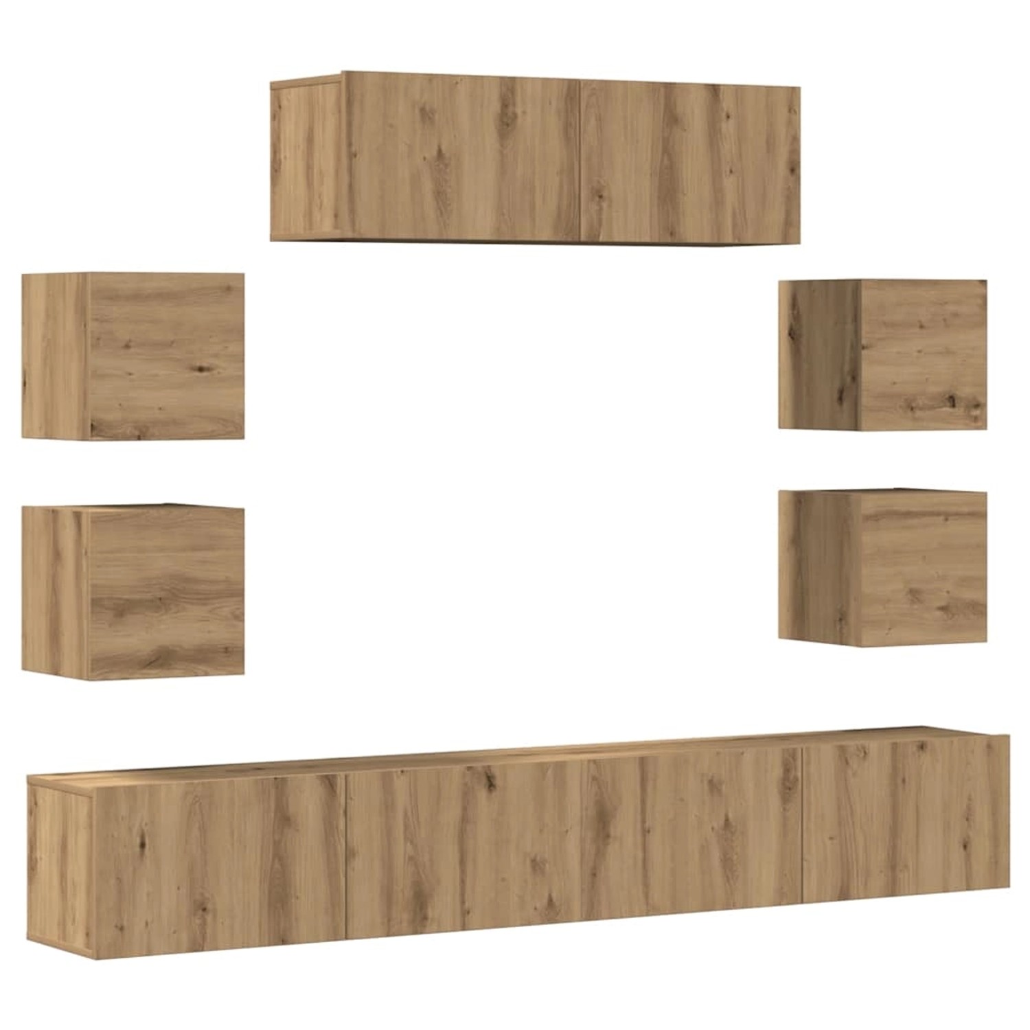 vidaXL 7-Tlg TV-Schrank-Set Wandmontage Artisan-Eiche Holzwerkstoff 3329016 günstig online kaufen