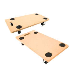 2er Set PROREGAL Transportroller mit Rollen, 30x60cm, Traglast 200kg, MDF Holzplatte braun.