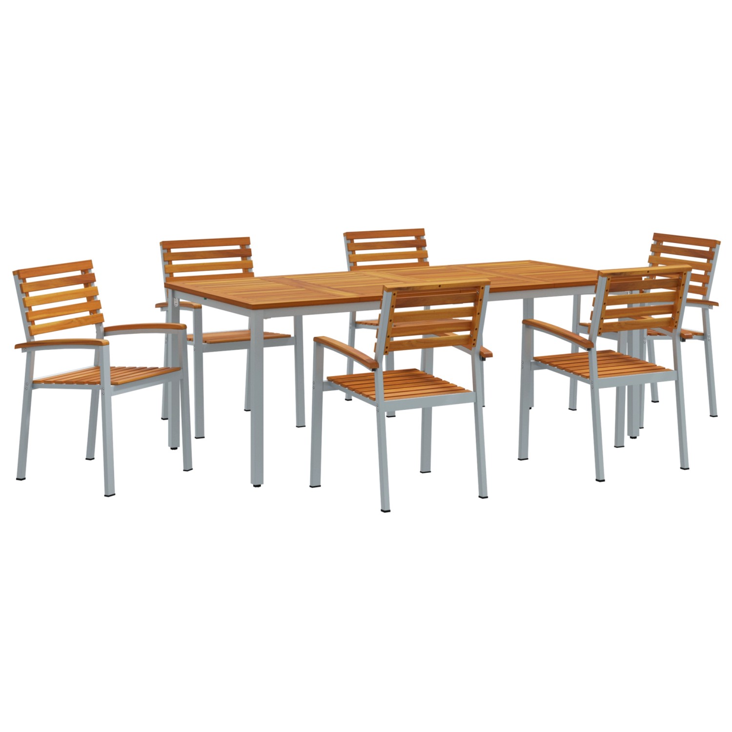 vidaXL 7-Teiliges Garten-Esszimmer-Set aus Massivem Akazienholz und Metall günstig online kaufen