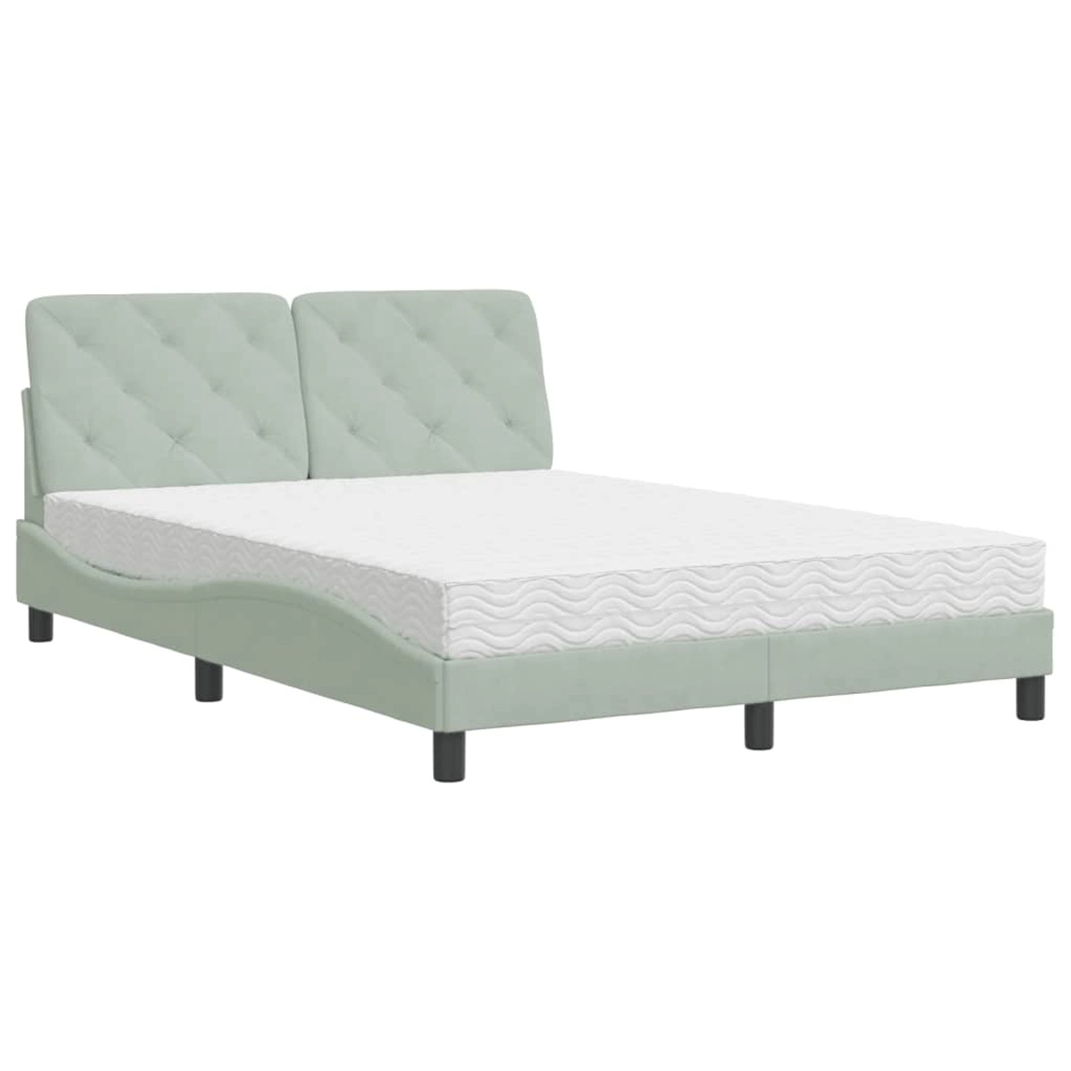 vidaXL Bett mit Matratze Hellgrau 140x200 cm Samt 3208658