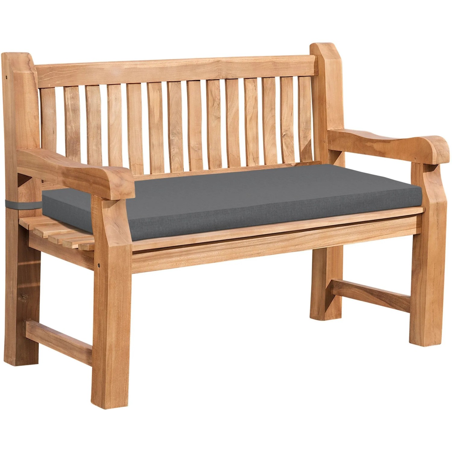 DELUKE Gartenbank Teakbank DABEL Holz Dunkelgrau 150x61x93cm Holzbank 150cm Mit Sitzkissen Bank Mit Lehne Wetterfest Ban...
