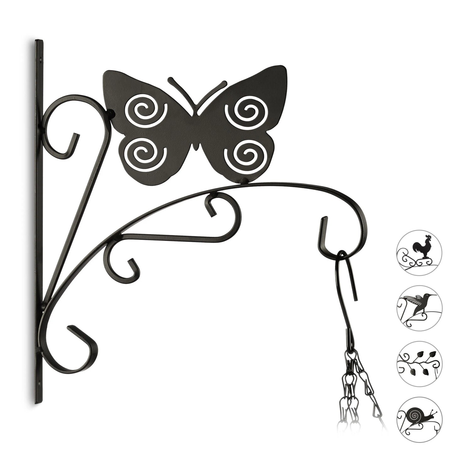Relaxdays Blumenhaken Eisen Schwarz Schmetterling 30 cm x 27,5 cm x 2 cm 0,5 kg