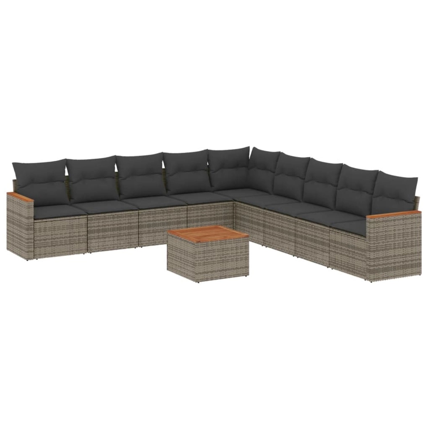 vidaXL 10-Tlg Garten-Sofagarnitur mit Kissen Grau Poly Rattan 3226067 günstig online kaufen