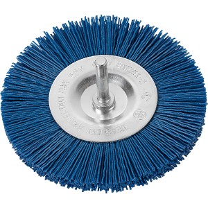 Blaue LUX Nylon-Scheibenbürste, Ø 100 mm, K180 für Bohrmaschinen.