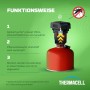Thermacell Backpacker Mückenabwehr Gerät mit roter Gaskartusche zur Mückenbekämpfung im Freien.