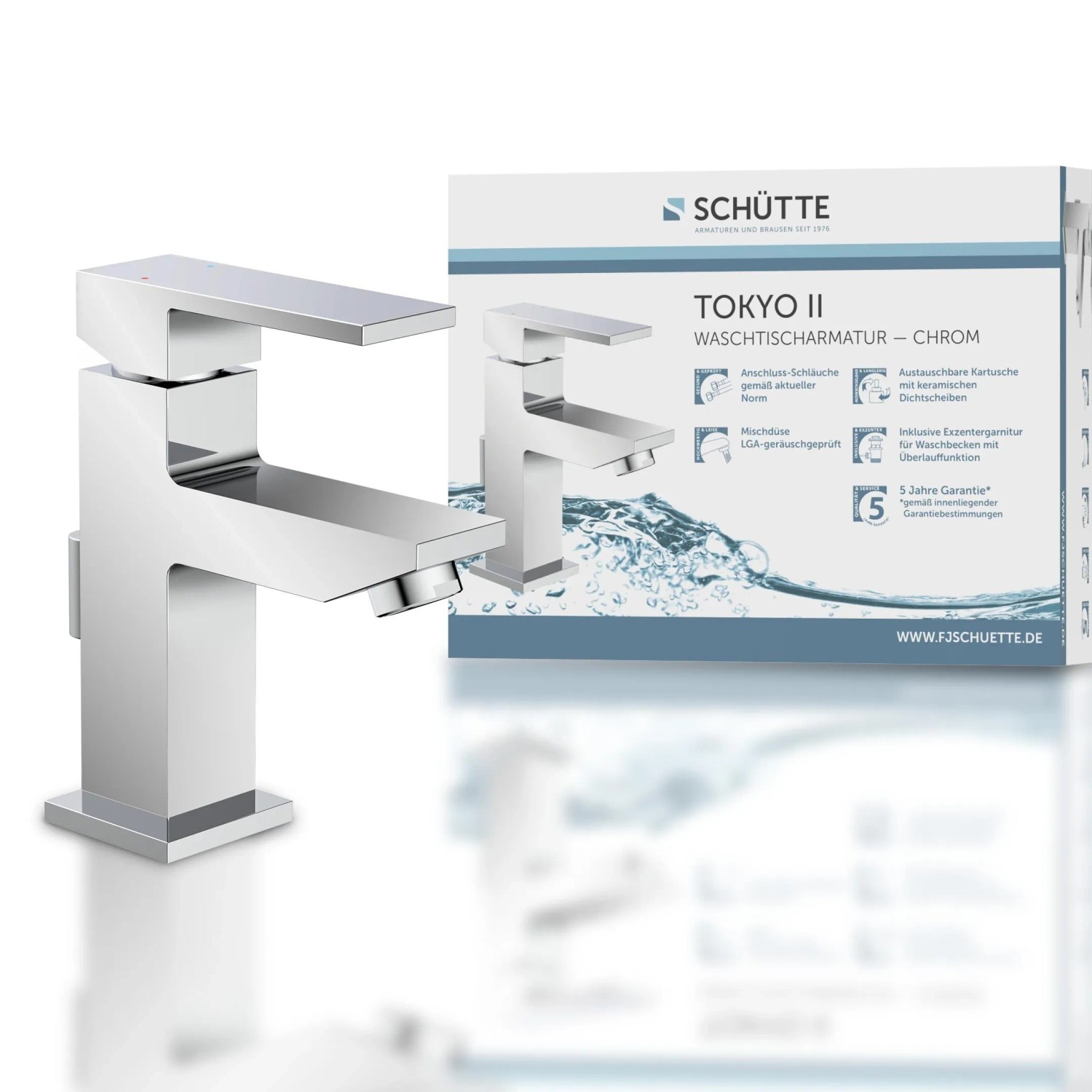 Schütte Tokyo II Waschtischarmatur, Chrom, modernes Design für das Bad.