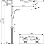 Technische Zeichnung: Ideal Standard Brausegarnitur A7212AA Ceratherm T25+ Chrom mit Maßen.