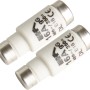 Zwei weiße Schmelzsicherungen DL E16, 10A, 400V im Set für den Innenbereich.