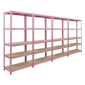 BERLINLODGE Mega Deal: 4x pinkes Wohnregal (180x90x40cm) mit 5 Ebenen. Bücherregal, Standregal, Büroregal.