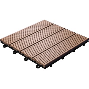 Braune Florco WPC Klickfliese (30x30 cm) aus Kunststoff/Holz. Ideal für Terrasse & Balkon.