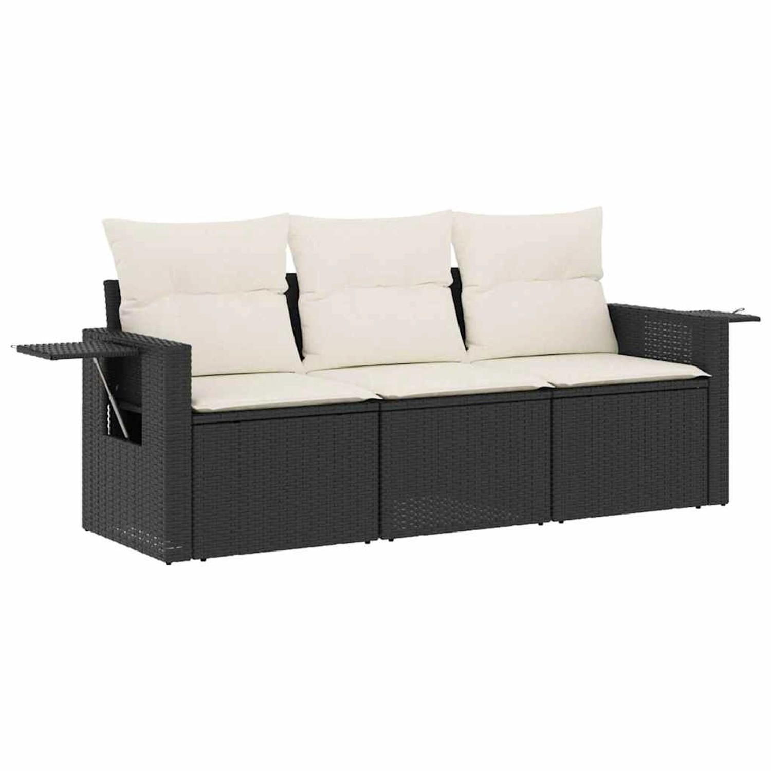 vidaXL 3-Tlg Garten-Sofagarnitur mit Kissen Schwarz Poly Rattan 3252193 günstig online kaufen