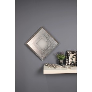 Quadratische LED-Wandleuchte Window in Silber, 39x39 cm, indirekte Beleuchtung für Wohnräume.