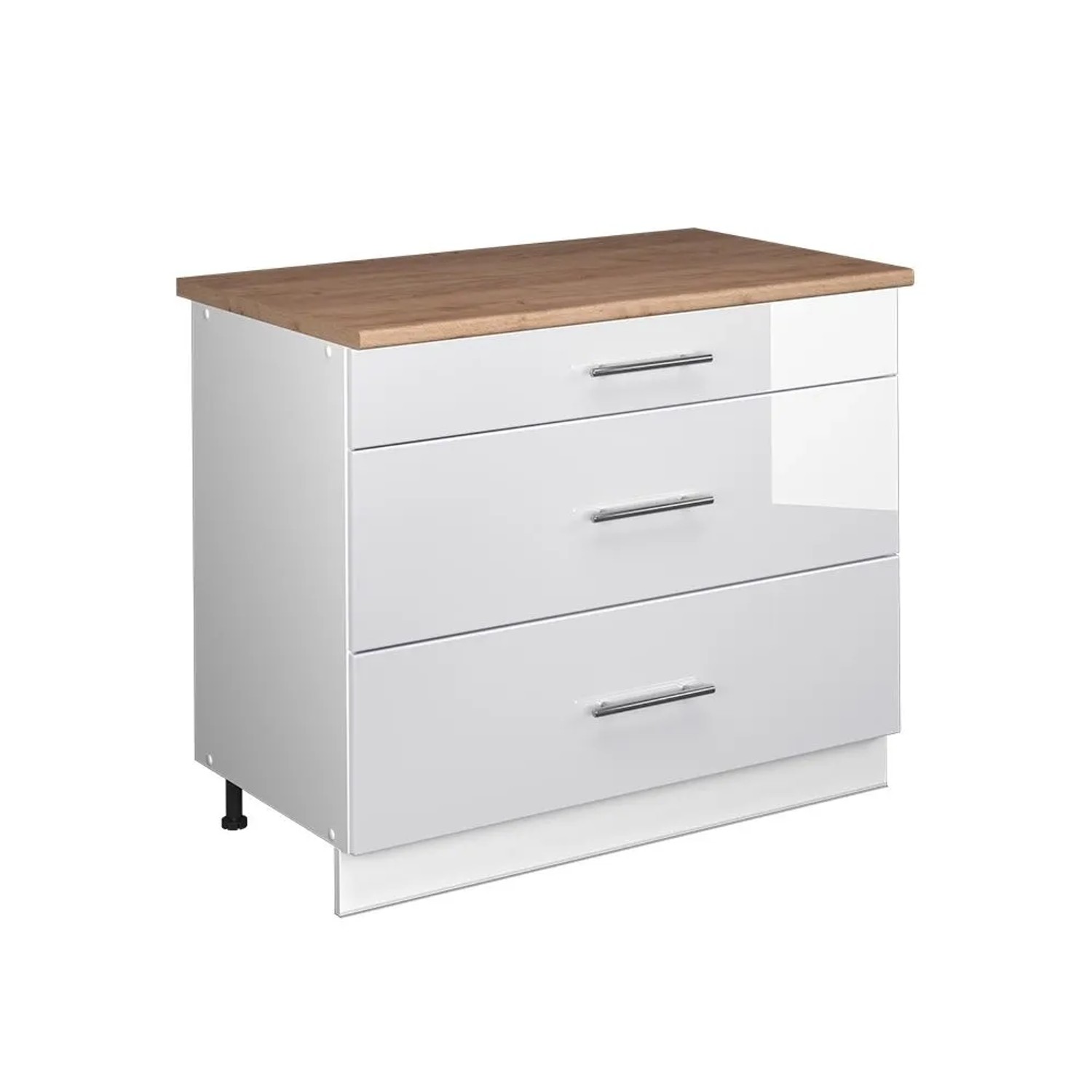 Vicco Küchenunterschrank Fame-Line Weiß Hochglanz/Weiß 100 x 82 AP Eiche Art Nr 62001