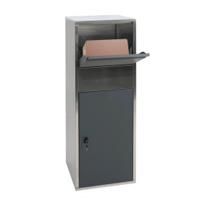 MCW Paketkasten G80 XL Edelstahl Anthrazit mit offener Klappe, Paket im Einwurf. Sicherer Standbriefkasten.