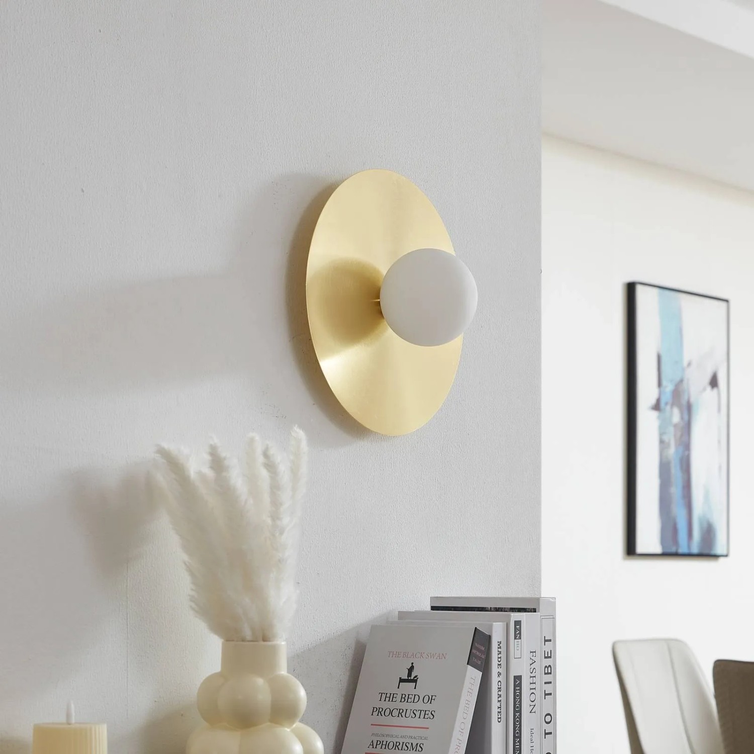 Lindby Wandleuchte Wandlampe Innen Zain 10020283 Modern in Gold Messing aus Metall 1-flammig G9 Flurleuchte_3