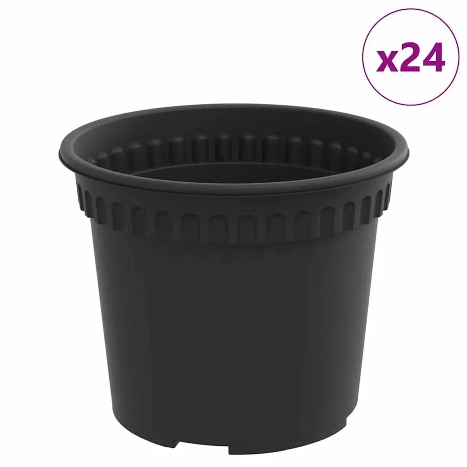 vidaXL Runder Blumentopf 24 Stk Schwarz Ø 12,5 x 10 cm Kunststoff 42020275
