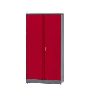 Küpper Hochschrank, 2-türig, dunkelrot, mit 4 Fachböden, 180x91x45 cm. Werkzeugschrank aus Stahlblech.