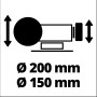 Einhell TC-WD 200/150 Nass-Trockenschleifer: Scheibendurchmesser 200 mm und 150 mm, Schemazeichnung.