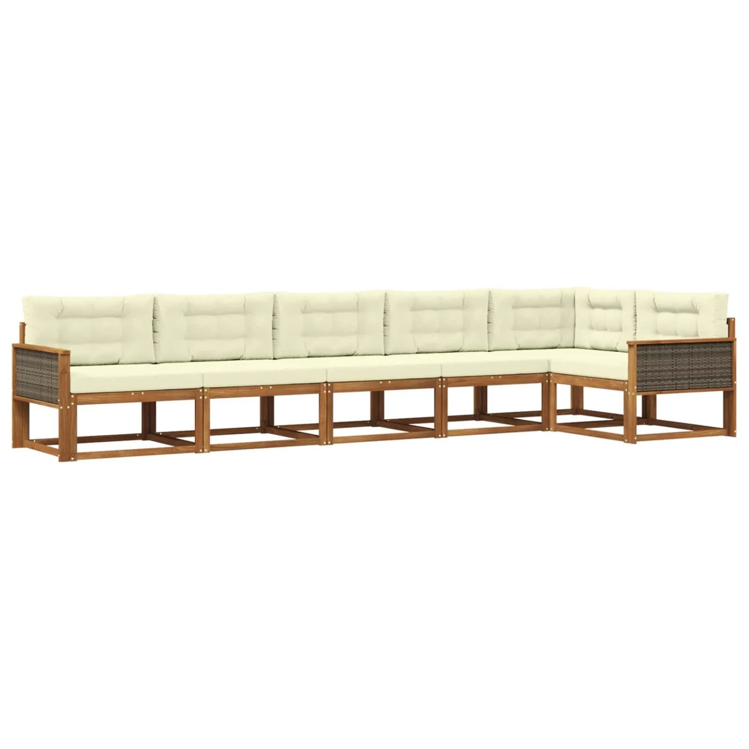 vidaXL Outdoor-Sofagarnitur mit Kissen 6 Stk Natur und Creme 3382598