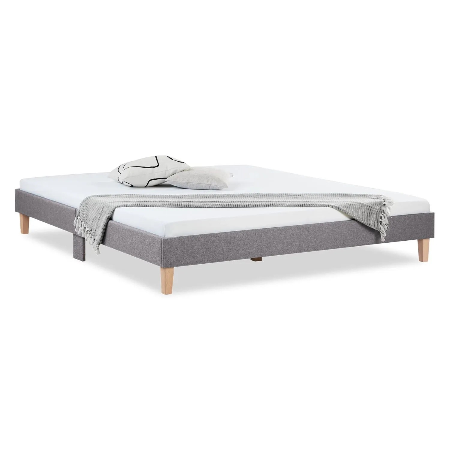 Homestyle4u Polsterbett mit Lattenrost 180x200 cm in Grau 1981