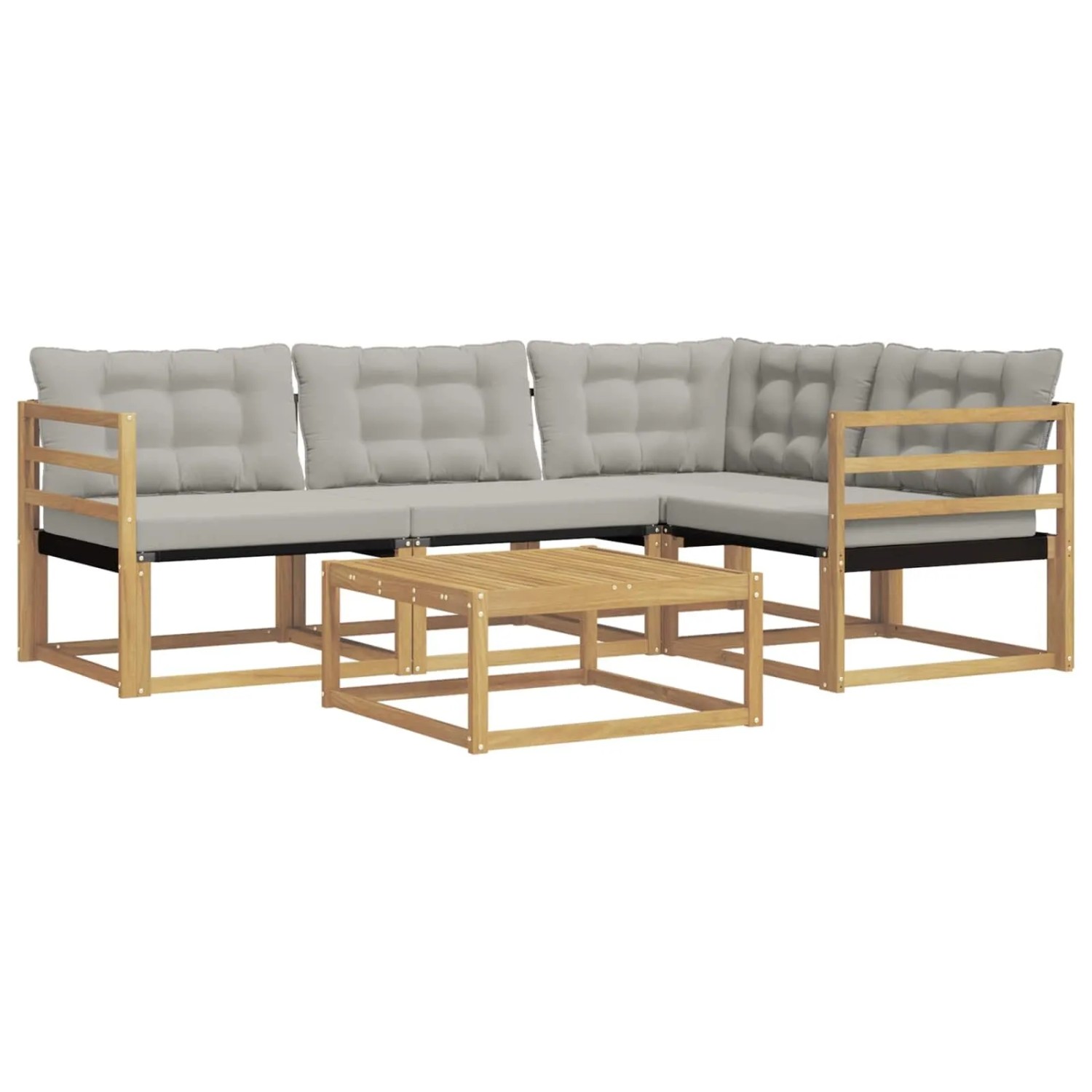 vidaXL Outdoor-Sofagarnitur 5 Stk Weiß und Hellgrau 79 x 79 x 37 cm 3388649