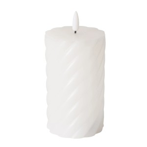 Boltze Home LED-Kerze, beige-weiß, gewickelt, Ø 7,5 cm, 12,5 cm hoch. Stimmungsvolle Dekoration.