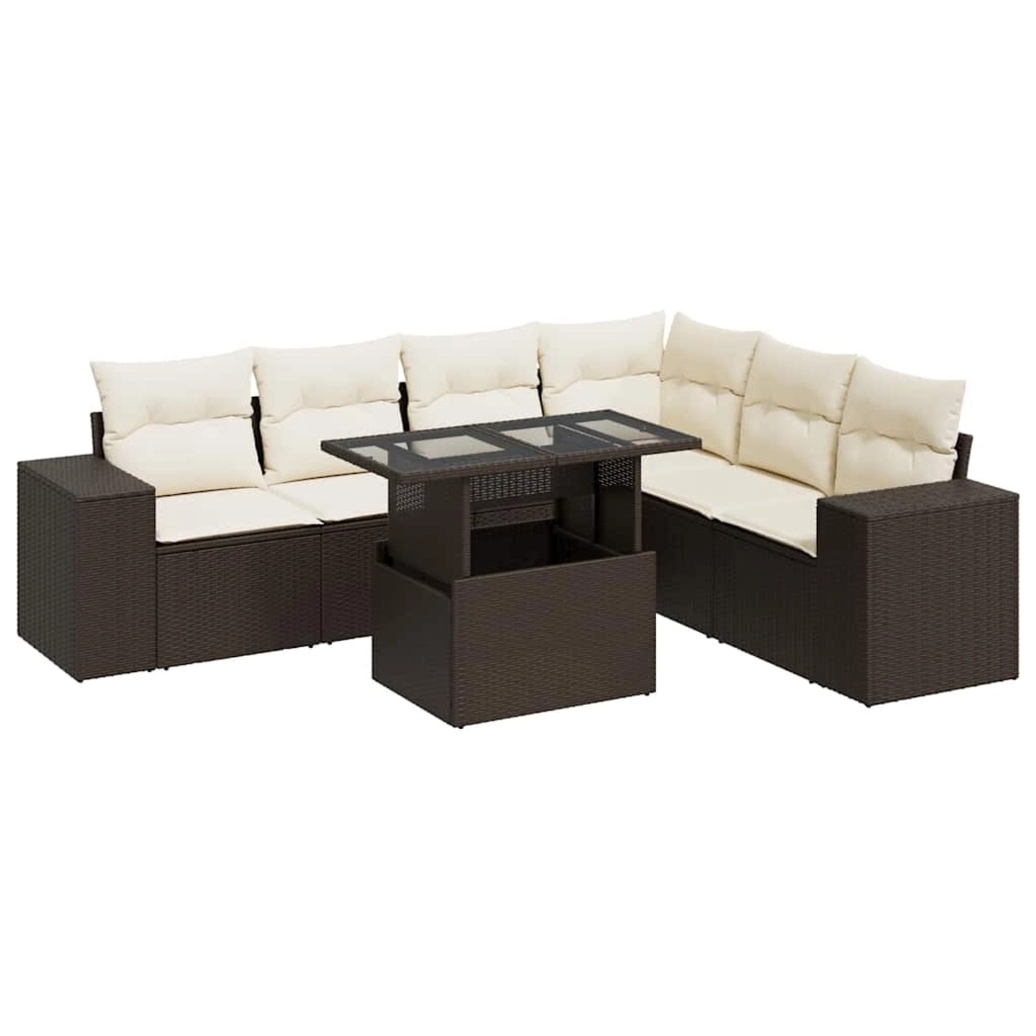 vidaXL 7-Tlg Garten-Sofagarnitur mit Kissen Braun Poly Rattan 3326814 günstig online kaufen