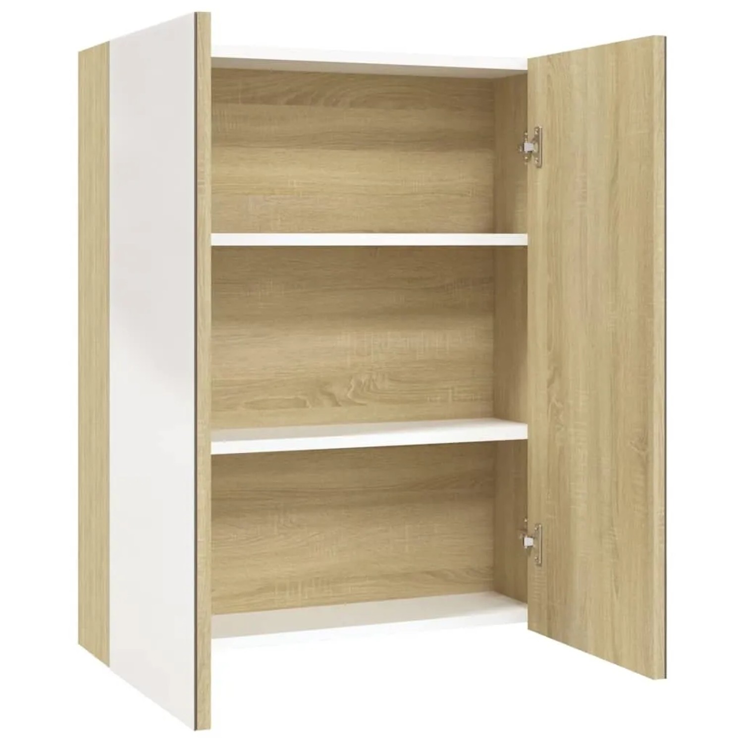 vidaXL Bad-Spiegelschrank 60x15x75 cm MDF Weiß und Eiche-Optik 331530