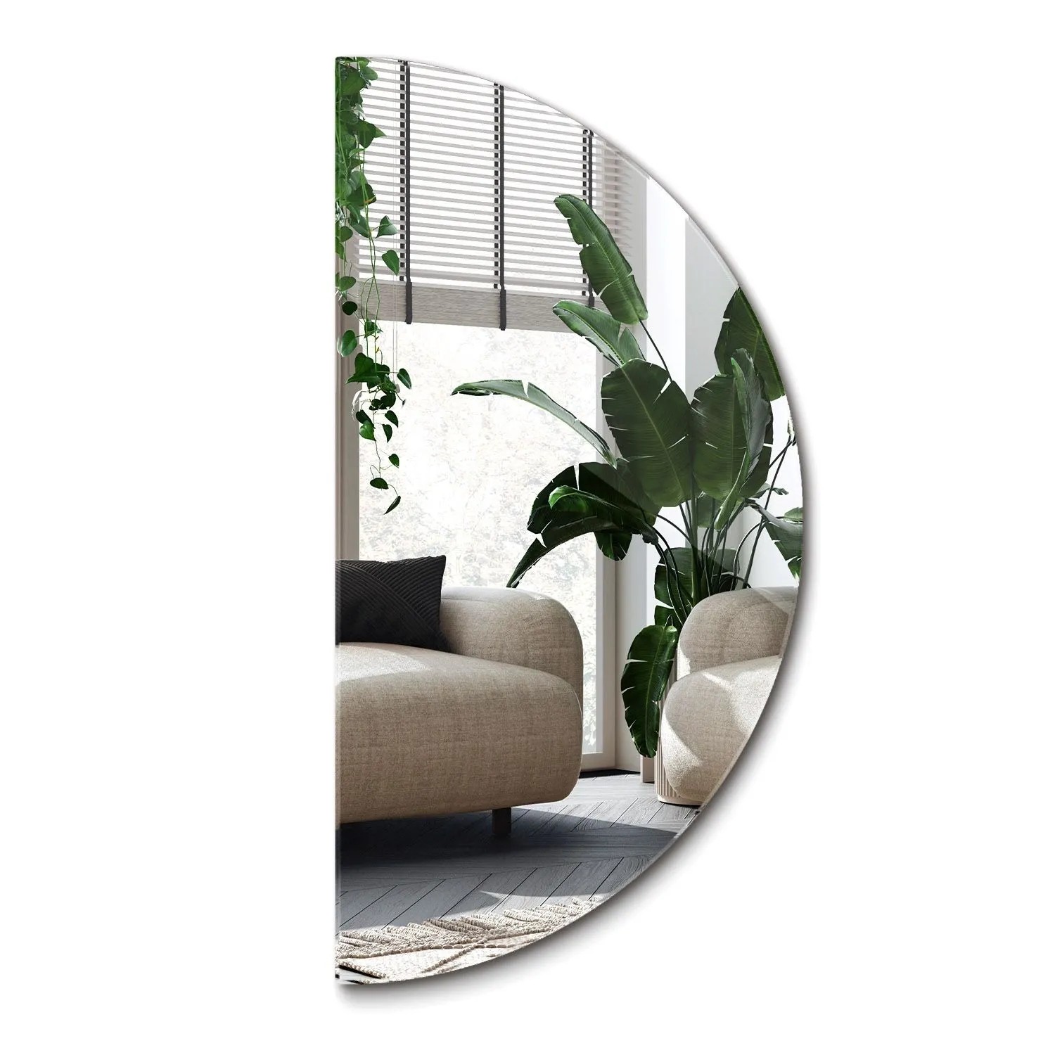 Wallfluent Mondsichel Spiegel 50x100 Cm Badspiegel Halbrund Minimalistischer Spiegel Halbrund Halbrunder Spiegel