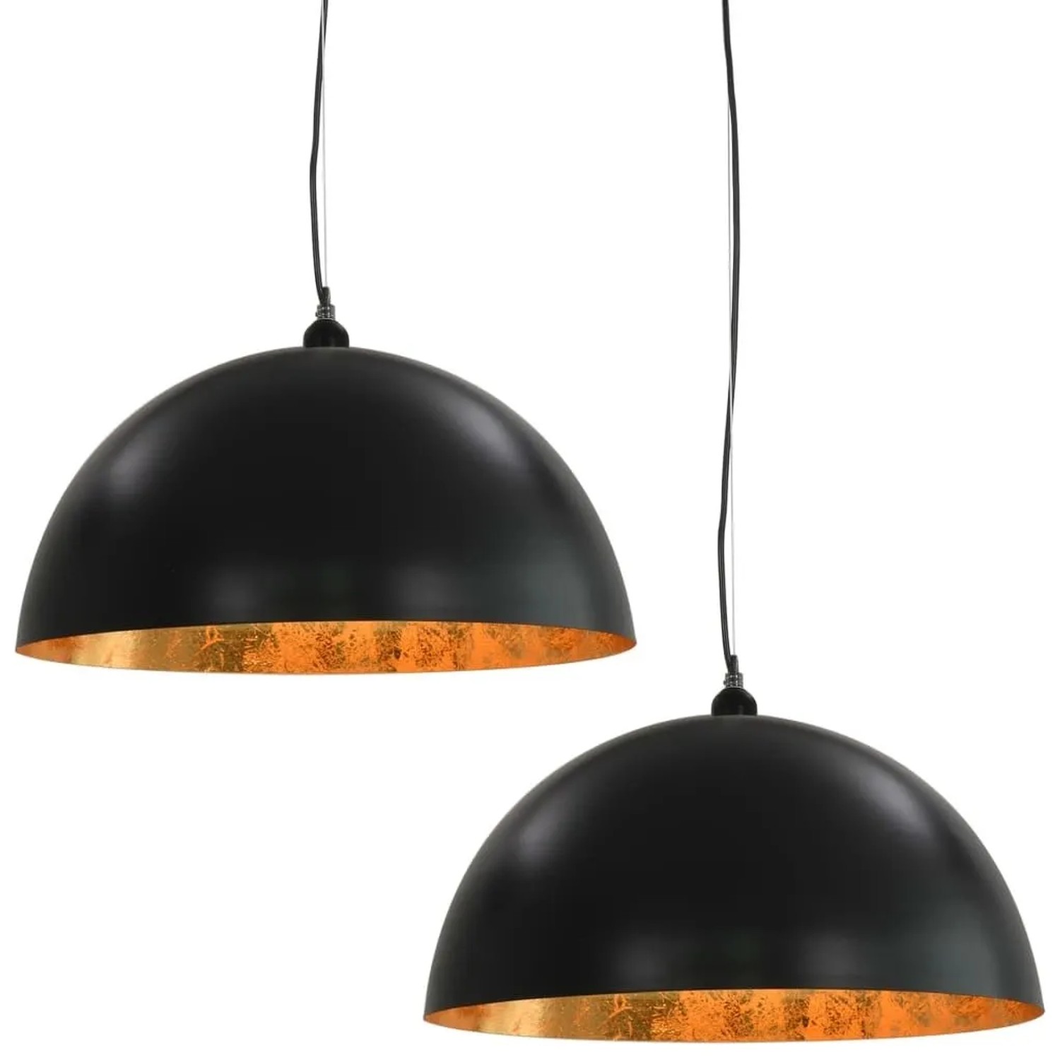 vidaXL Deckenleuchten 2 Stk Schwarz und Gold Halbkugelförmig 50cm E27 50877