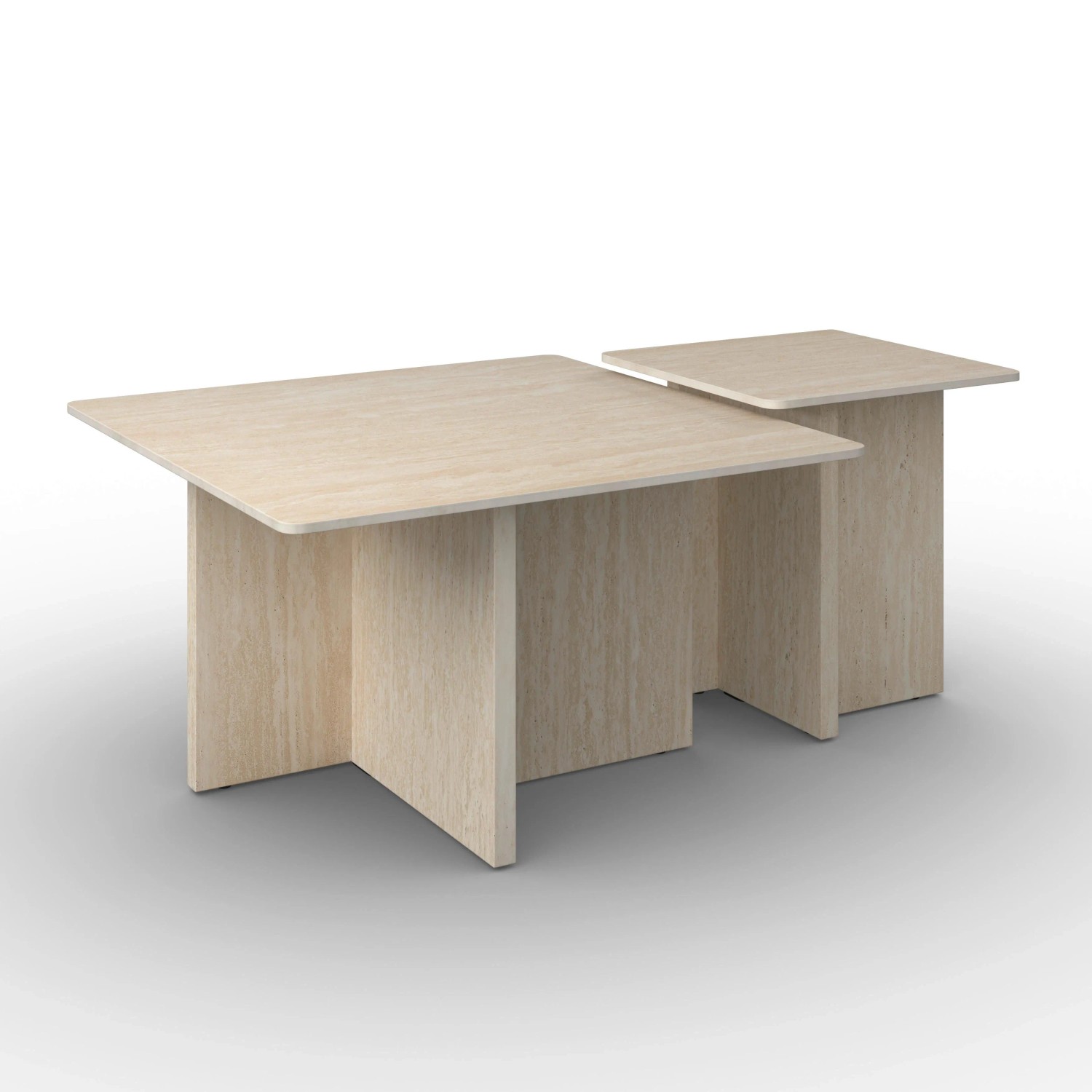 Bessagi Home Couchtisch Lucca Creme MDf/Kunststein 2-er Set