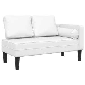 Weiße vidaXL Chaiselongue aus Kunstleder mit Kissen, Modell 4. Elegante Recamiere für Wohnzimmer.