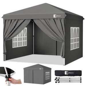 Sunula Faltpavillon 3x3 m mit 4 Seitenteilen Wasserdicht Pop Up Winterfest