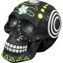 Aqua Della Dia de los Muertos Totenkopf, schwarz mit bunten Mustern, fluoreszierend, für Aquarien.