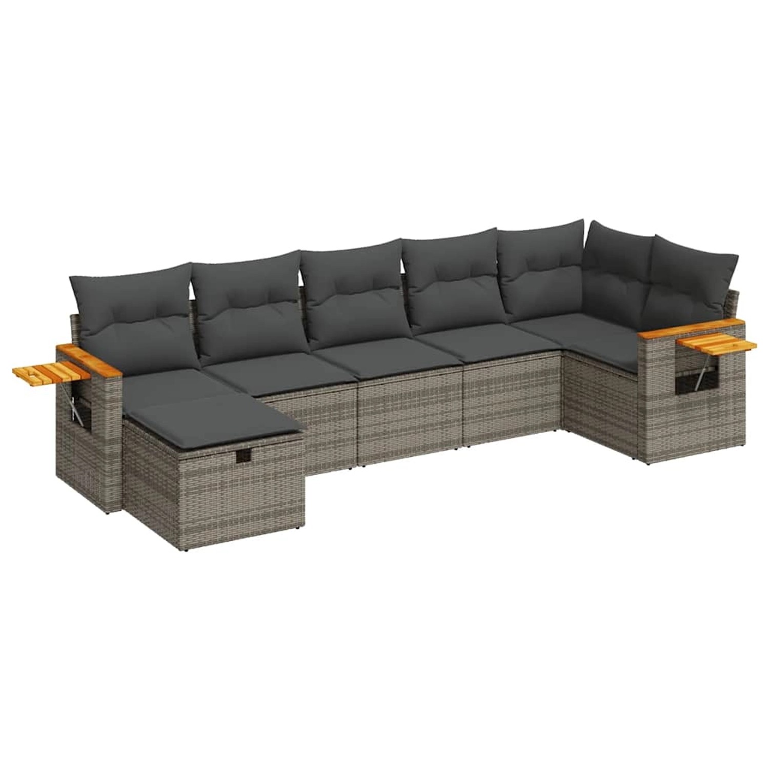 vidaXL 7-Tlg Garten-Sofagarnitur mit Kissen Grau Poly Rattan 3325987 günstig online kaufen