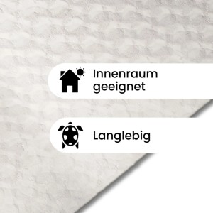 Art Universe Teppich Dune Ivory: Für Innenräume geeignet und langlebig. Symbole auf hellem Kurzflor.