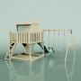PolarPlay Spielturm Björn mit Babyschaukel, mintgrün, mit Rutsche und Leiter.
