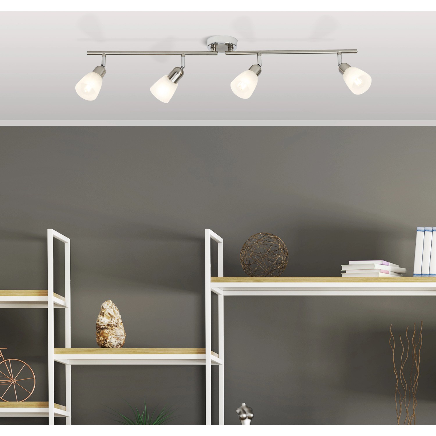 Brilliant LED-Spotrohr Bethany 4-flammig drehbar Eisen und Chrom und Weiß günstig online kaufen