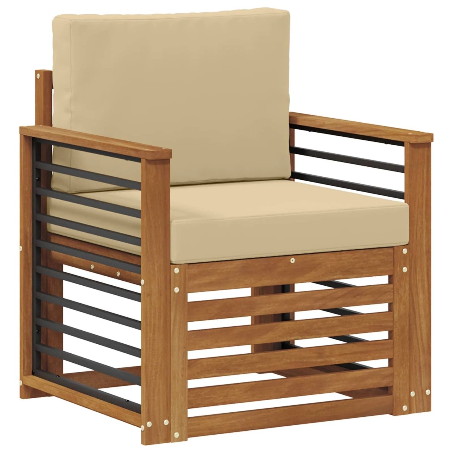vidaXL Outdoor-Sofagarnitur mit Kissen Natur 71 x 63 x 73 cm 3436368