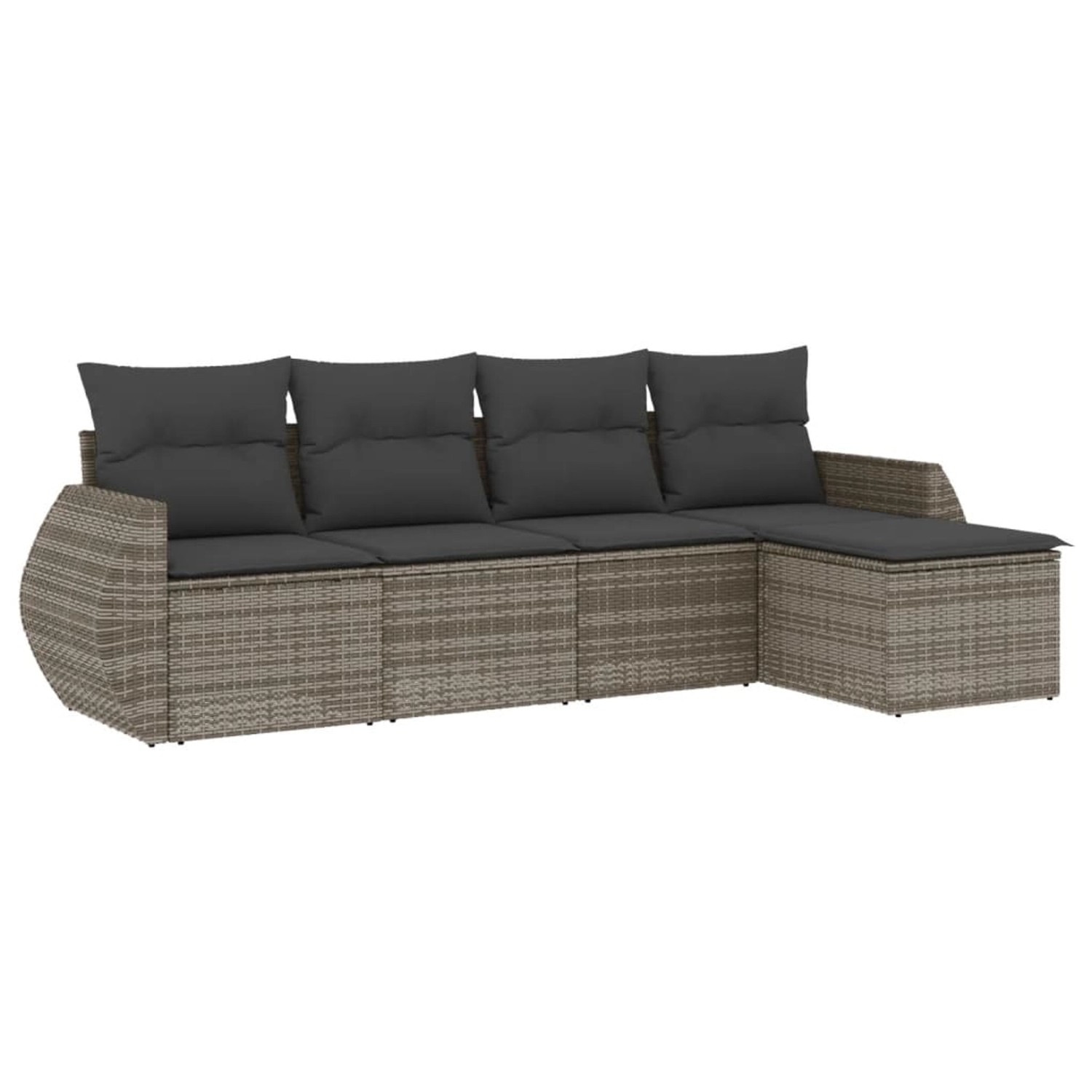 vidaXL 5-Tlg Garten-Sofagarnitur mit Kissen Grau Poly Rattan 3253627 günstig online kaufen