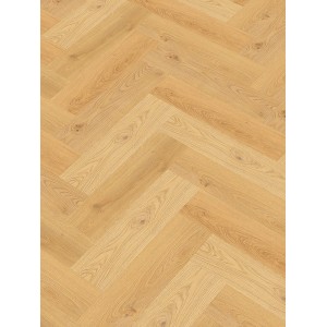 Check One Click-Vinylboden Burbach Eiche im Fischgrätmuster, helle Holzoptik.