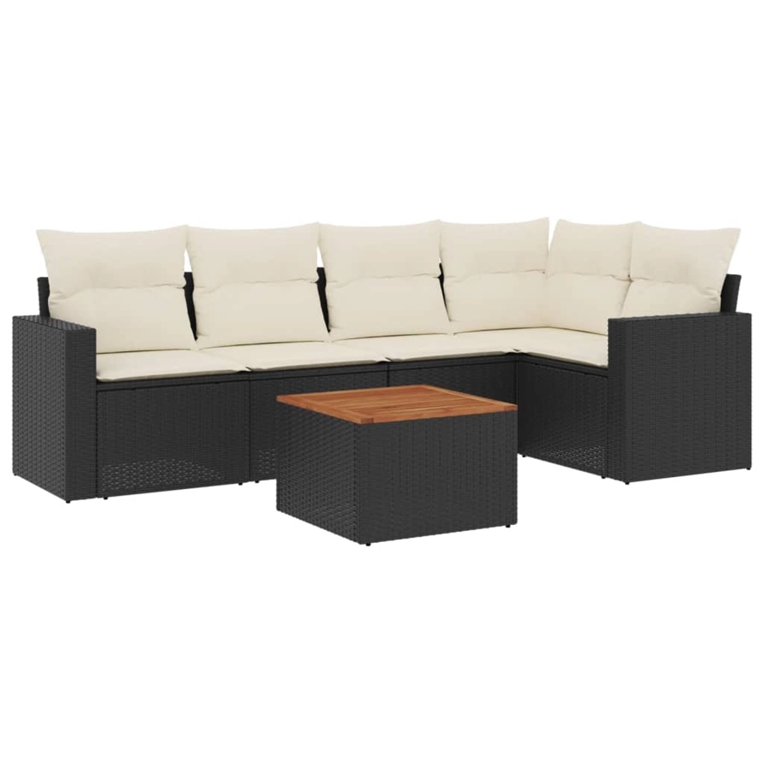 vidaXL 6-tlg Garten-Sofagarnitur mit Kissen Schwarz Poly Rattan Modell 74