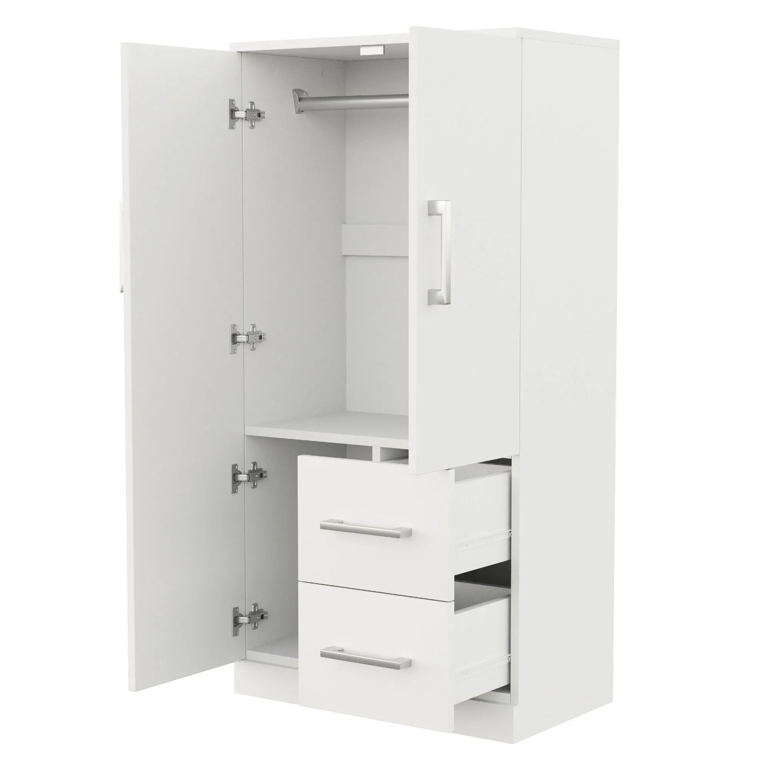okwish Kleiderschrank mit Doppeltür Schubladen Staufächer Kinder 70x135x40cm Weiß